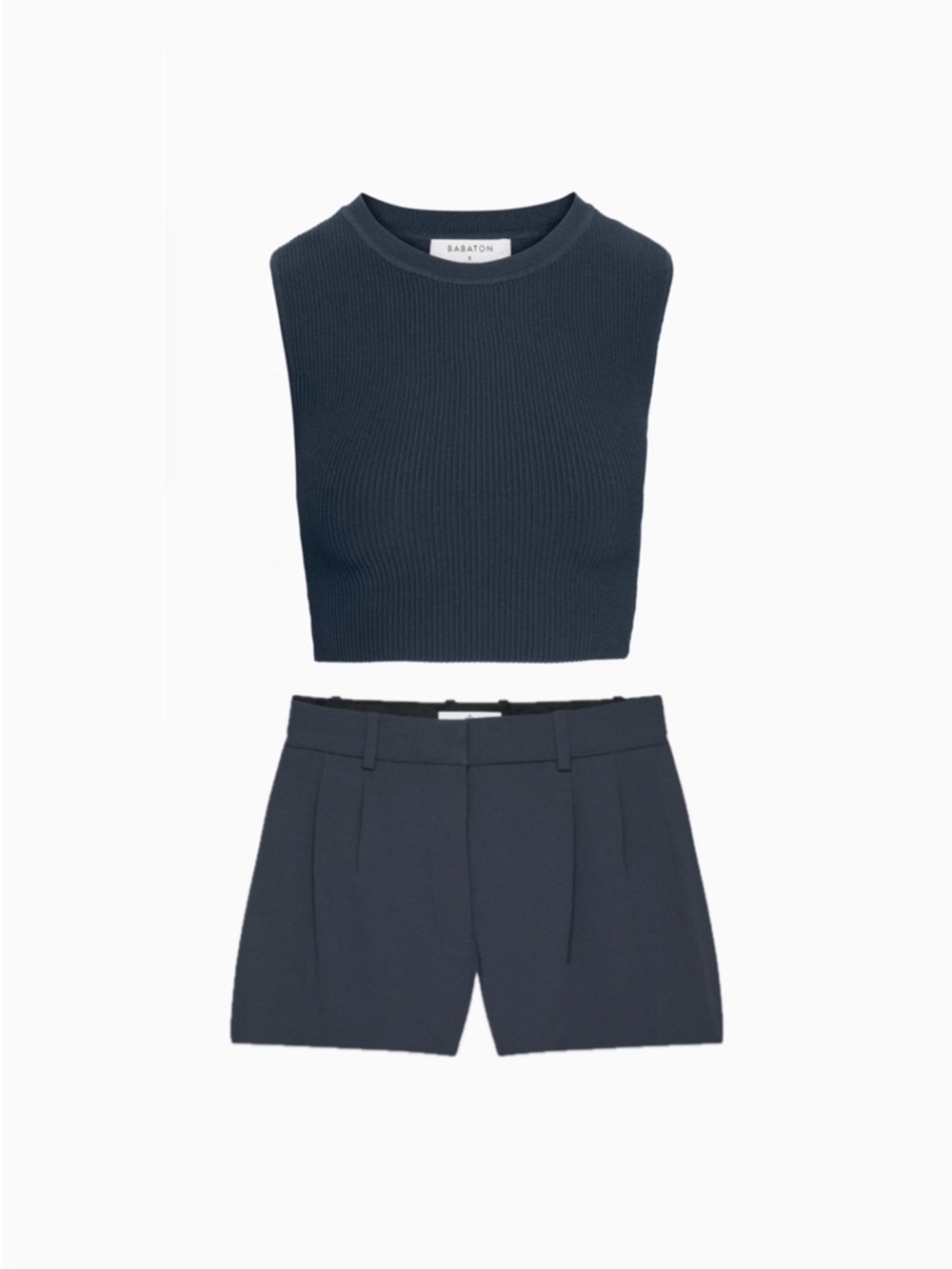 MATCHING SET of Aritzia Babaton Sculpt Knit Crop Top + Pleated Shorts